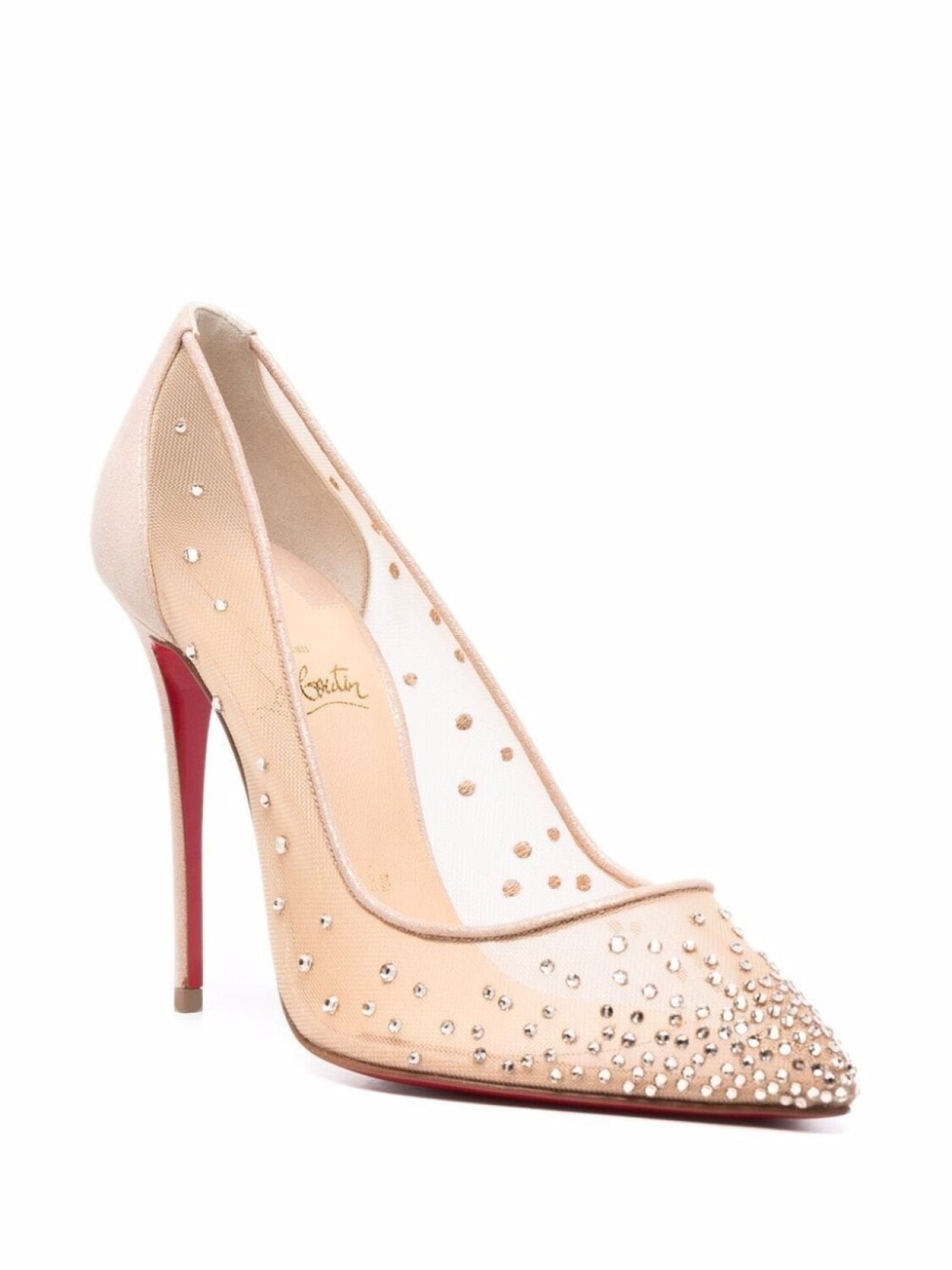 

Christian Louboutin туфли с кристаллами и заостренным носком, нейтральный цвет