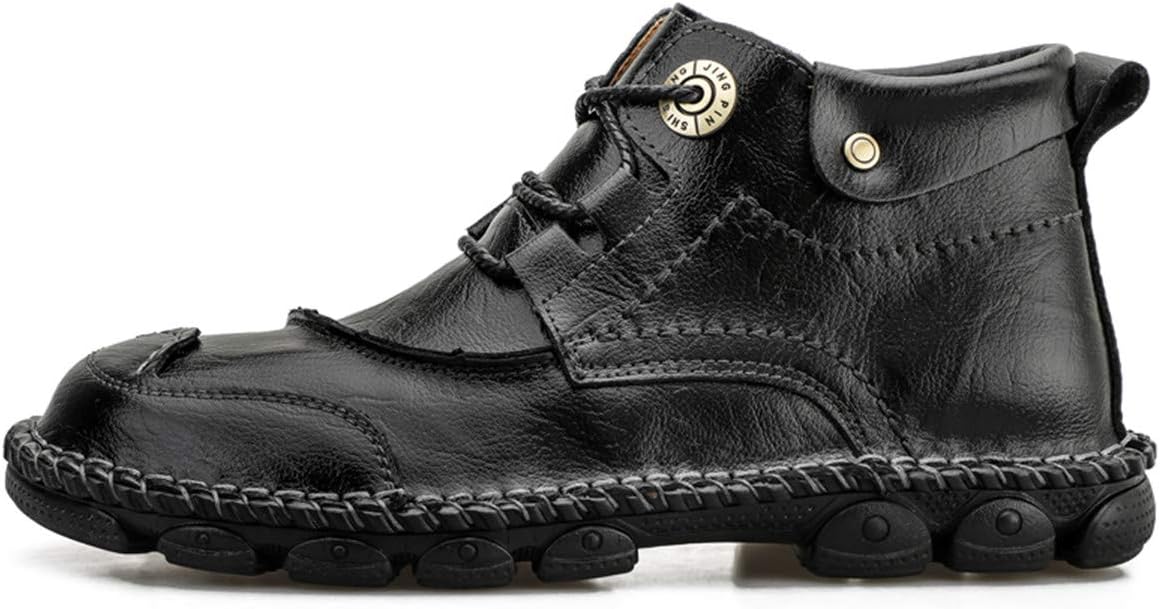 Мужские кожаные мотоциклетные ботинки CHICLOVEY ручной работы, шнуровка, плоские кроссовки, черный — фото 2