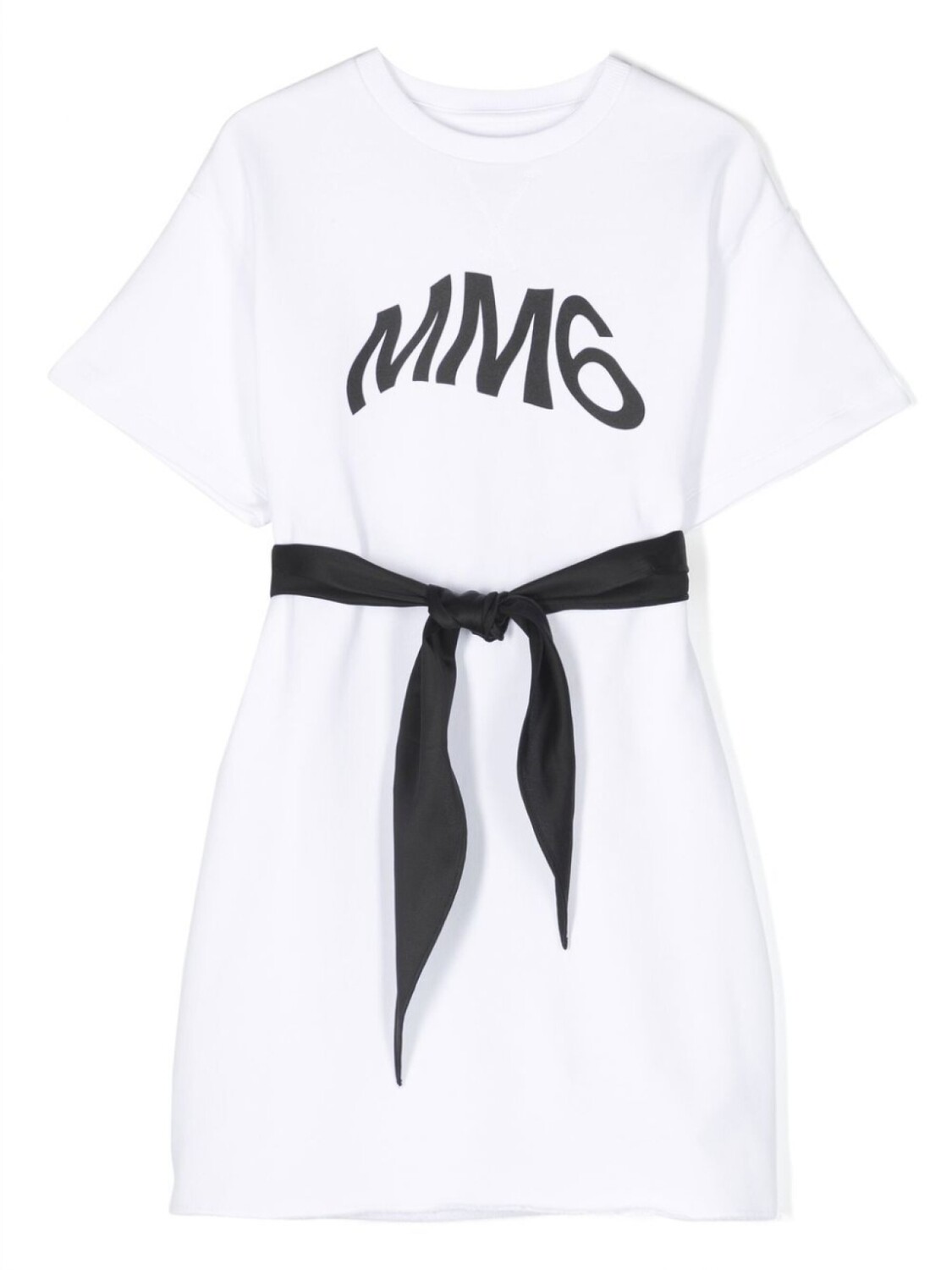 

MM6 Maison Margiela Kids футболка с поясом и логотипом, белый