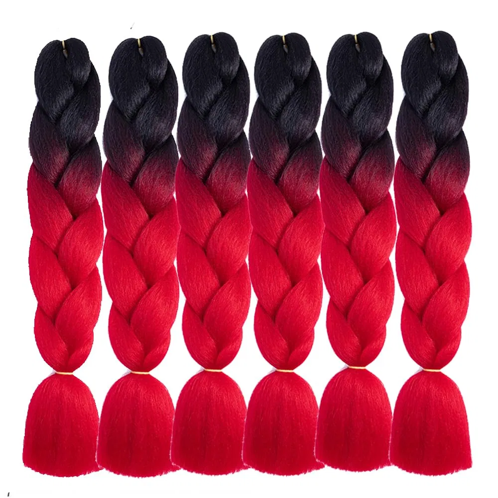 Наращивание волос для плетения Ombre Braiding Hair Shangxiu, Black Red — фото 2