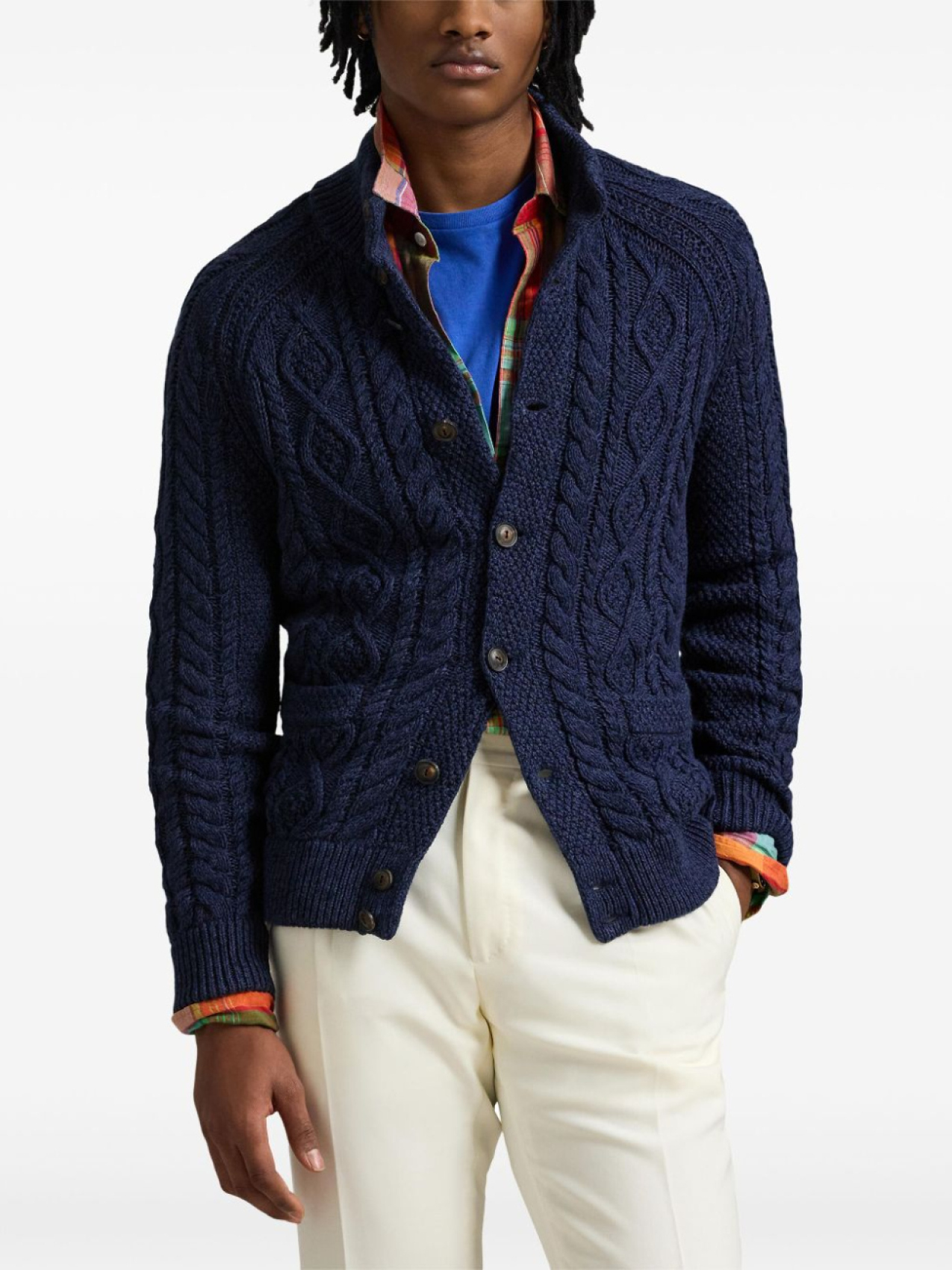 Polo Ralph Lauren кардиган фактурной вязки, синий — фото 3