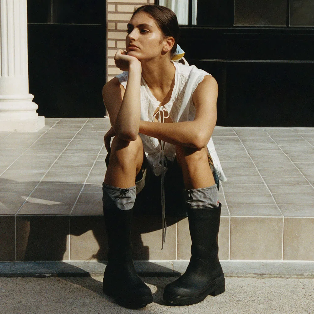 Мужские резиновые сапоги Two Way Rain Boots в чёрную клетку от Paes — фото 3