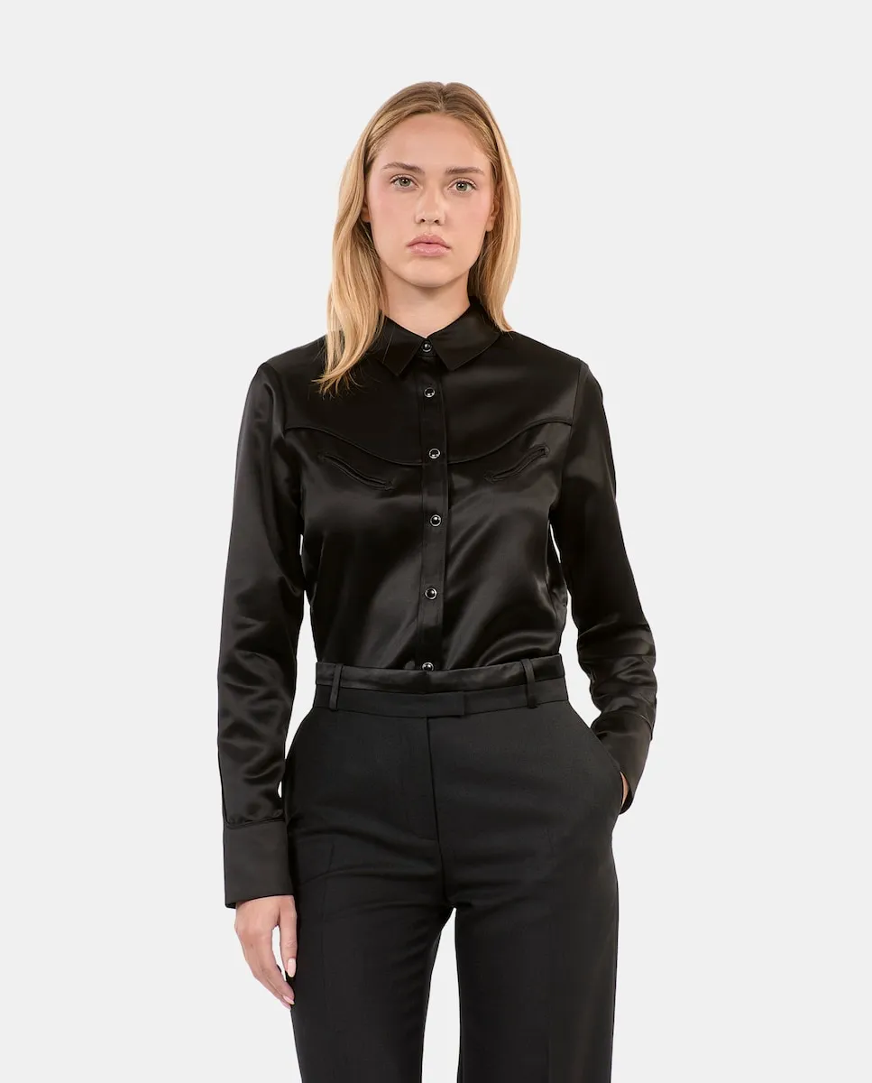 

Женская атласная рубашка в стиле вестерн The Kooples, черный