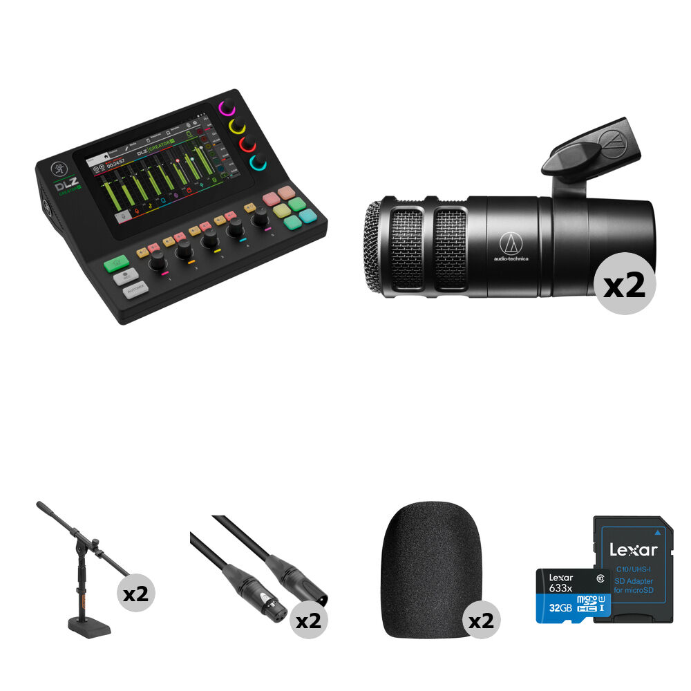 

Комплект Mackie DLZ Creator XS для подкастов на 2 человека с микрофонами AT2040, настольными стойками и аксессуарами