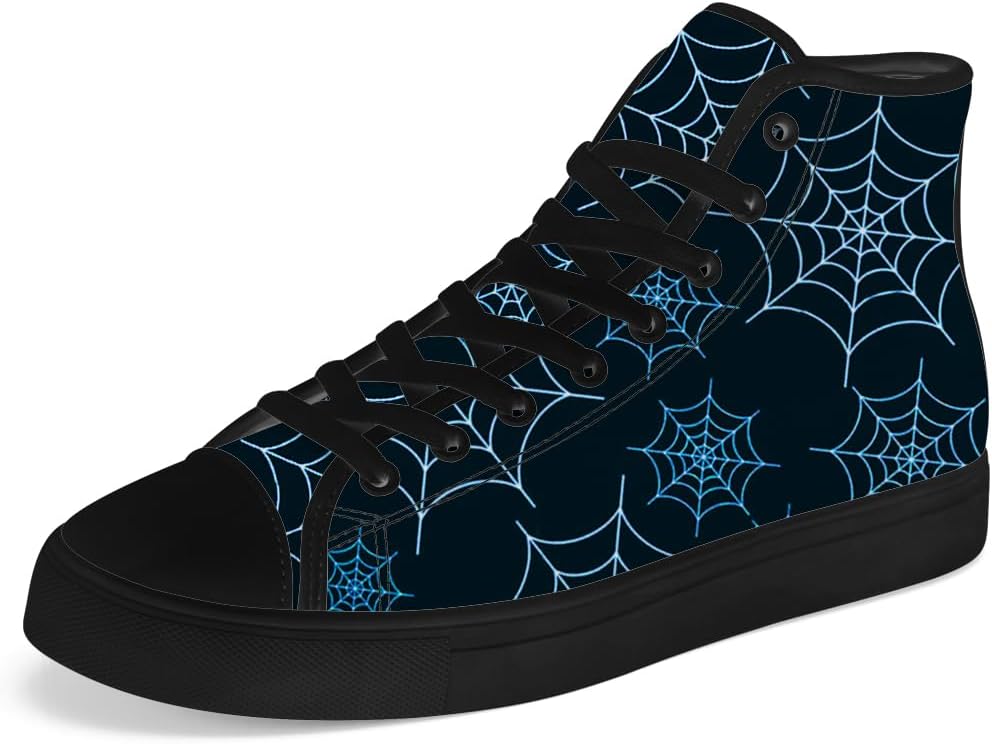 

Кеды на высокой платформе chebing Spider Web из холщовой ткани для мужчин и женщин, высокие кроссовки на шнуровке, повседневная обувь, подарок для парня или девушки, черный/синий