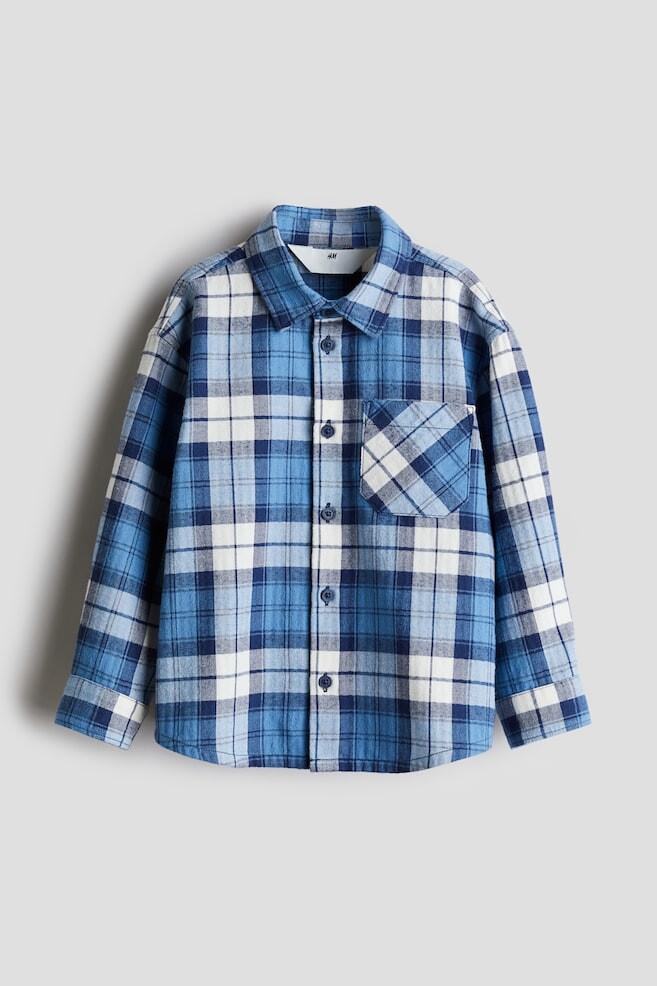 

Рубашка из хлопковой фланели H&M, синий