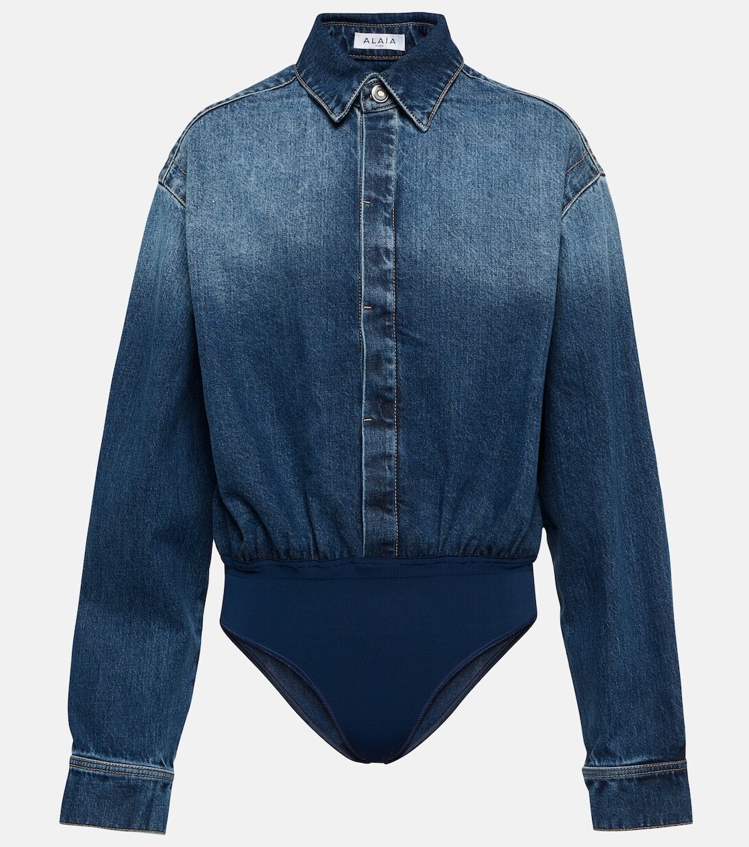 

Боди из джинсовой рубашки ALAÏA, синий
