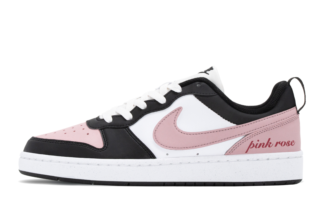 

Nike Детские низкие скейтбордистские кроссовки Court Borough Violent Girlish, противоскользящие и износостойкие, черные с розовым подкладкой