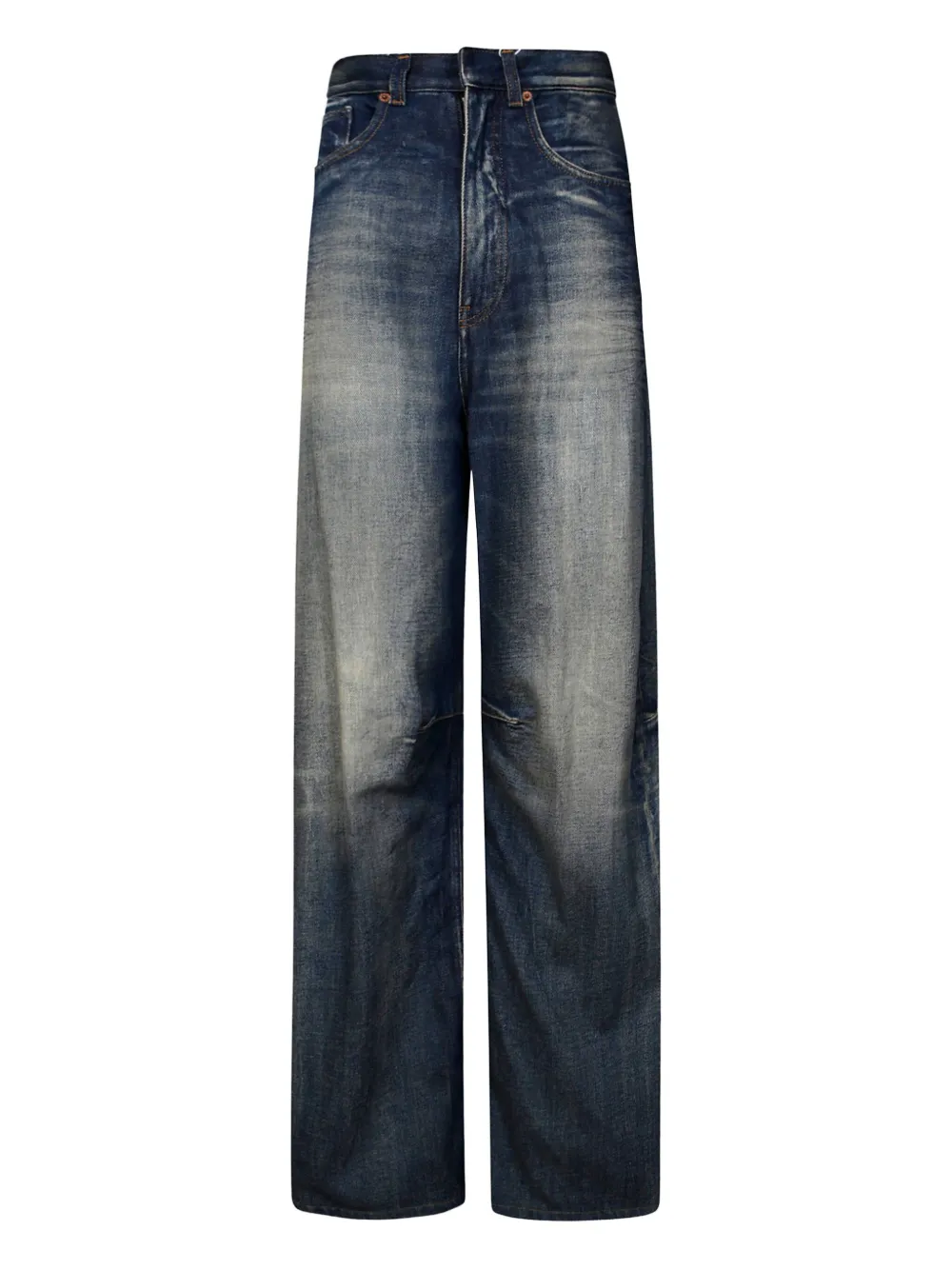 

Джинсы с нашивкой-логотипом и вставками MM6 Maison Margiela, синий