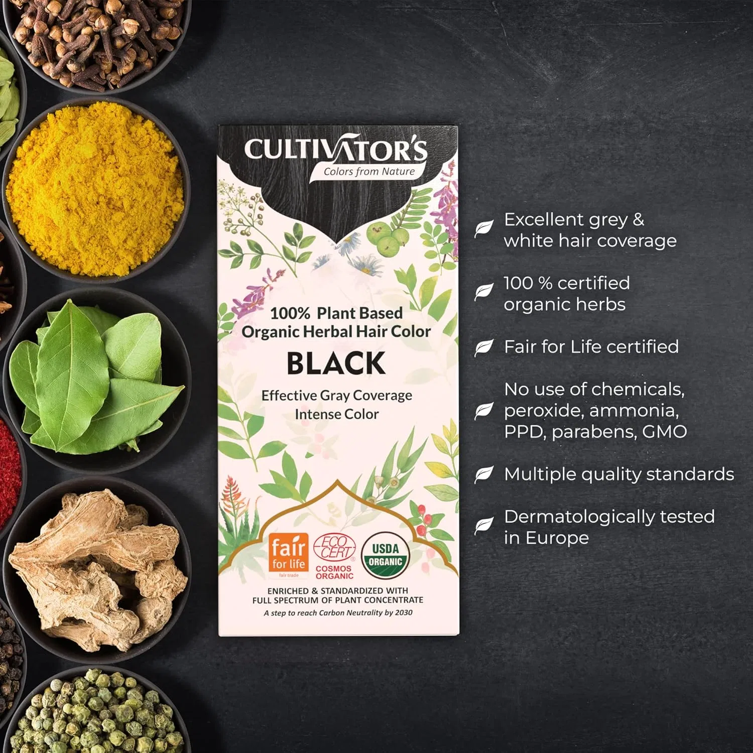 Органическая травяная краска для волос Cultivator's, черная, 100 г Cultivator'S — фото 3