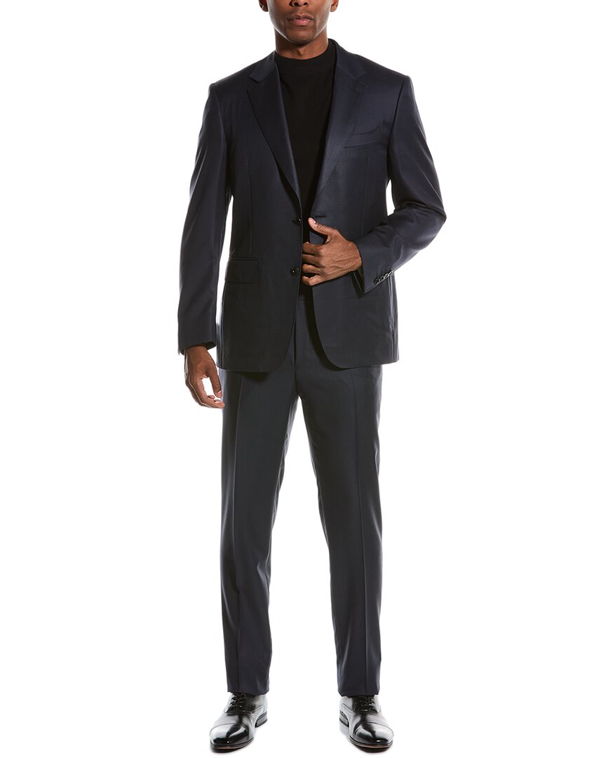 

Костюм Canali из 2 предметов из шерсти с брюками без застежки спереди, синий