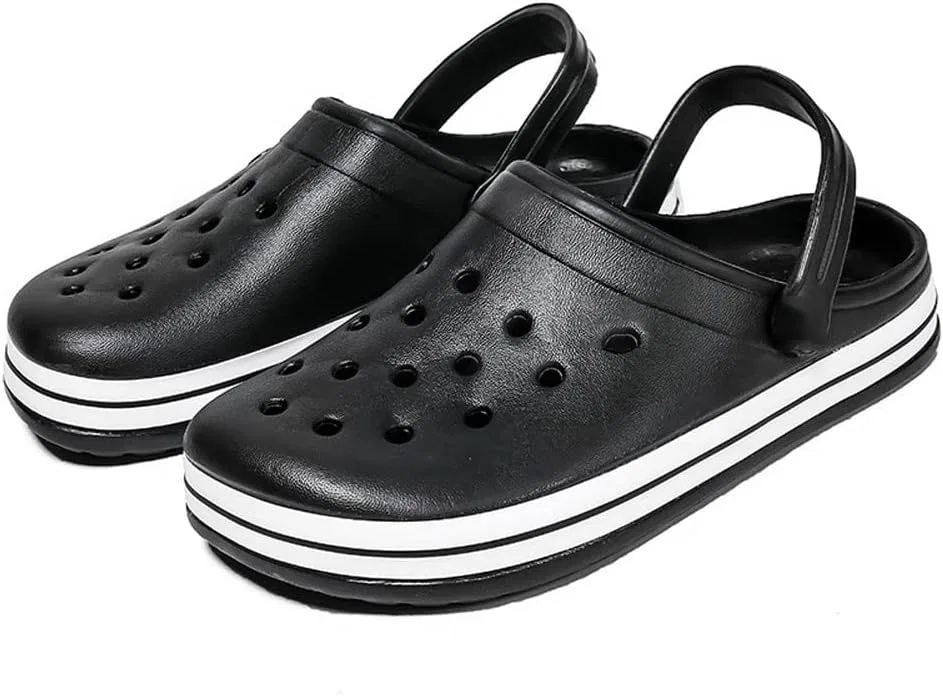 Generic Мужские сандалии Sandalen für Männer Sommer Hole Strand Sport Frauen Slip-on-Schuhe weibliche mannliche Clogs Klassische Wasser Mulesschwarz, 7,5 UK