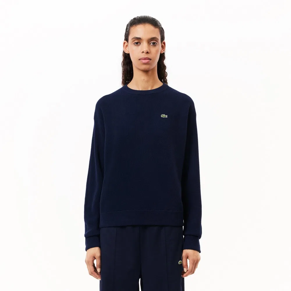 Свитер Lacoste Lynx Links, круглый вырез, тёмно-синий