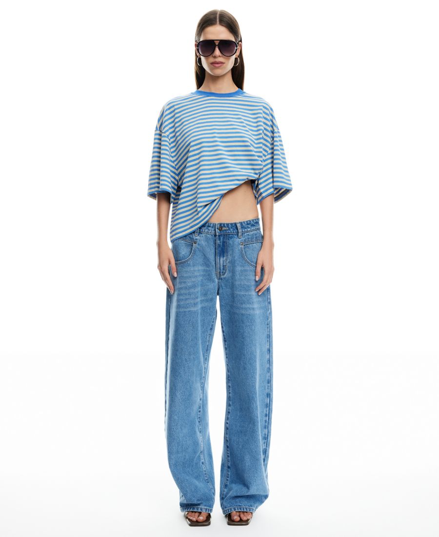 

Женская блузка с коротким рукавом и цветочным принтом Lioness, Mickey Blue Stripe