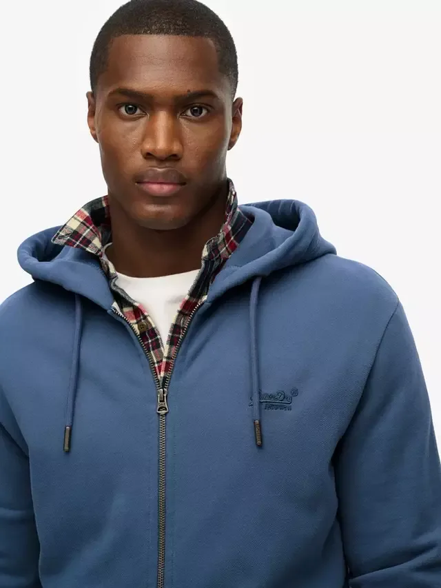 Худи на молнии с логотипом Essential Superdry, Heritage Washed Blue — фото 4