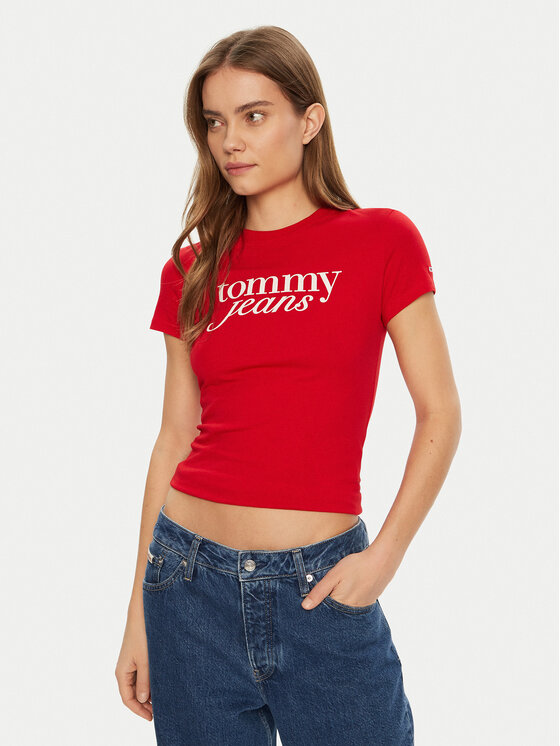 

Облегающая футболка Essential DW0DW19447 Tommy Jeans, красный