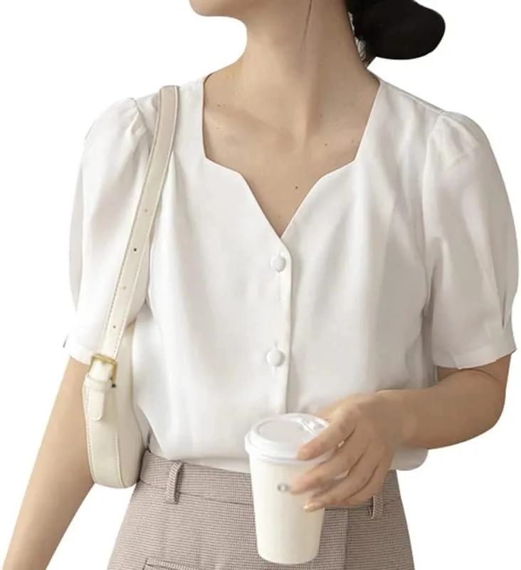 

Женская блузка с V-образным вырезом шифон GSGRTYJIO