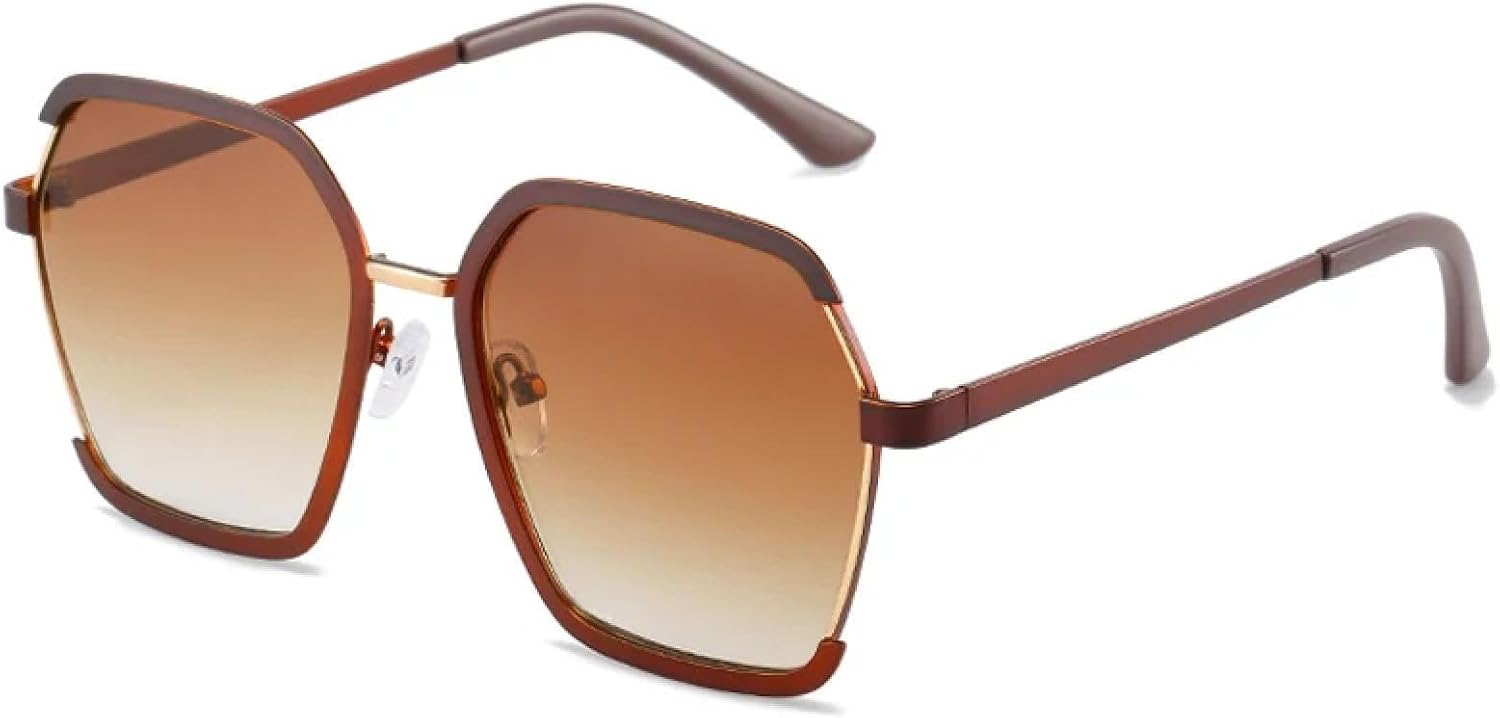 

Роскошные большие солнцезащитные очки для женщин и мужчин, модные ретро-очки с металлическим корпусом, для активного отдыха, вождения и путешествий, v400 TKKTLLT, Brown Tea