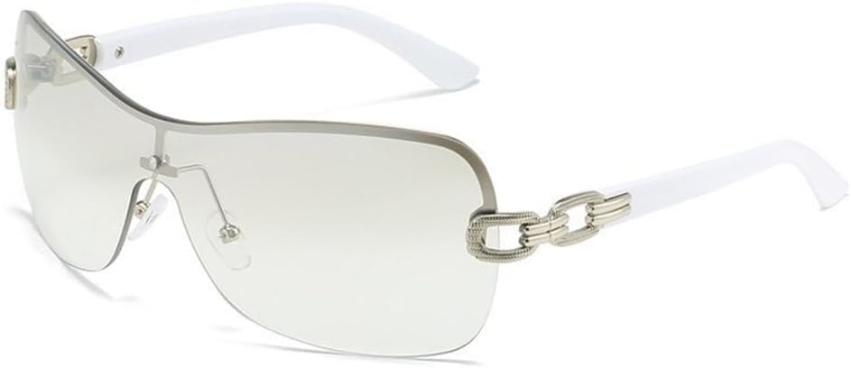 

Большие солнцезащитные очки с изогнутой оправой для женщин, модные солнцезащитные очки без оправы, цельные солнцезащитные очки для женщин, SUN399 Generic, C5silverwhite