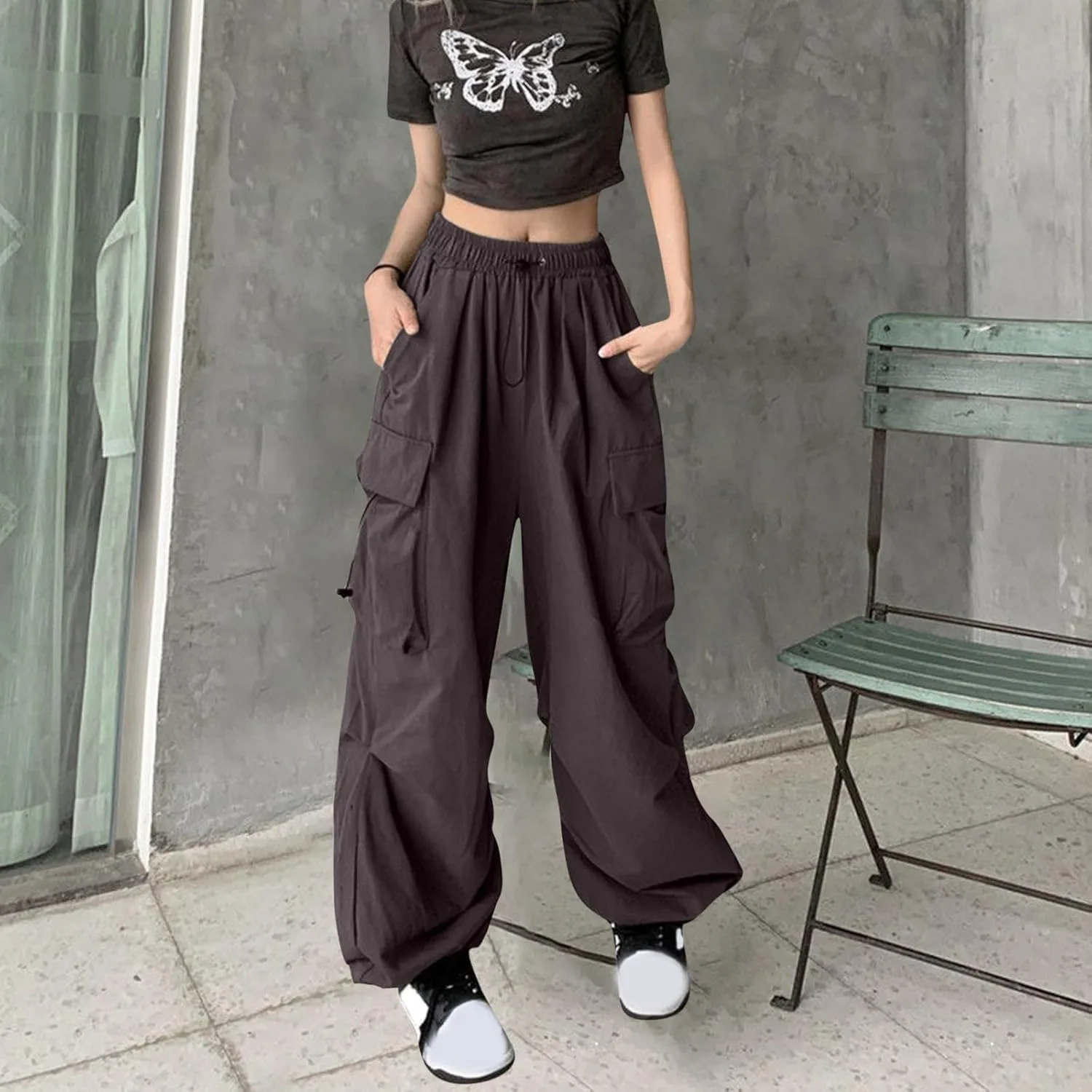 Карго штаны женские baggy y2k высокие — фото 2