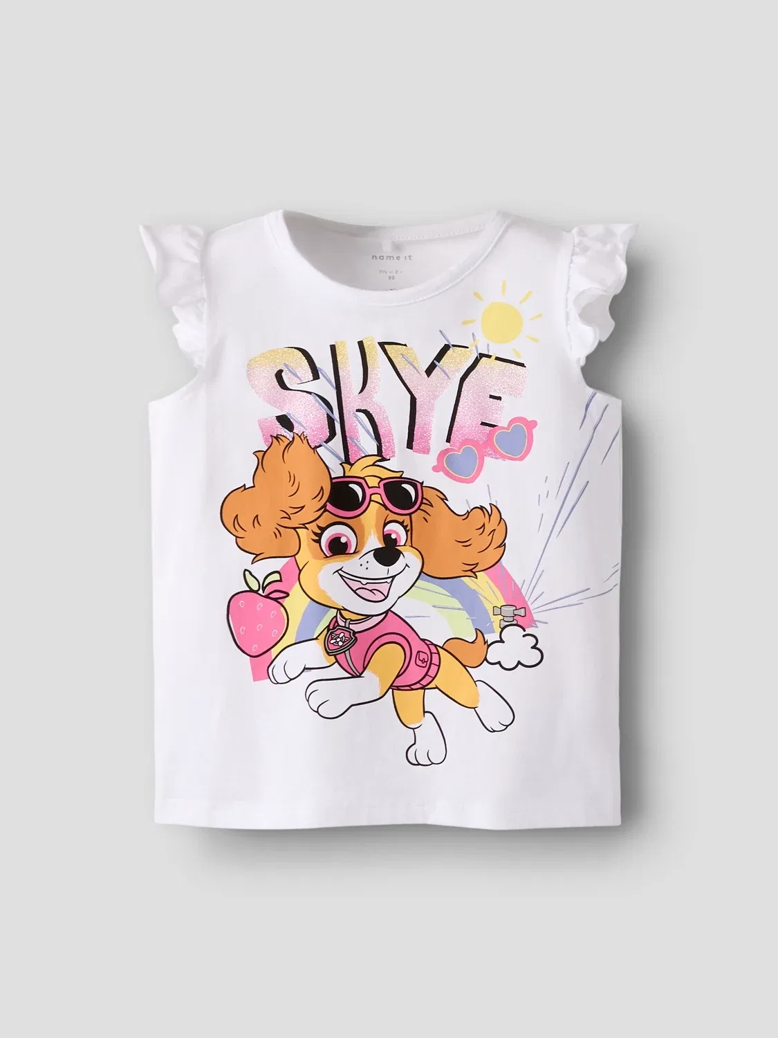 Футболка с глиттер-принтом Paw Patrol Name it, bright white — фото 4