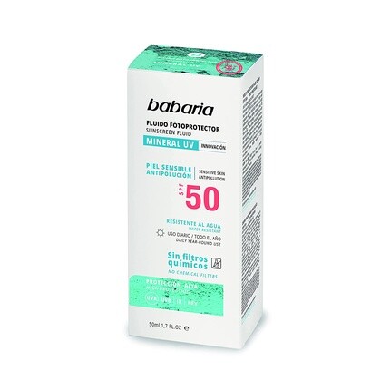 Минеральная солнцезащитная жидкость для лица с УФ-излучением Spf50, 50 мл, Babaria — фото 3