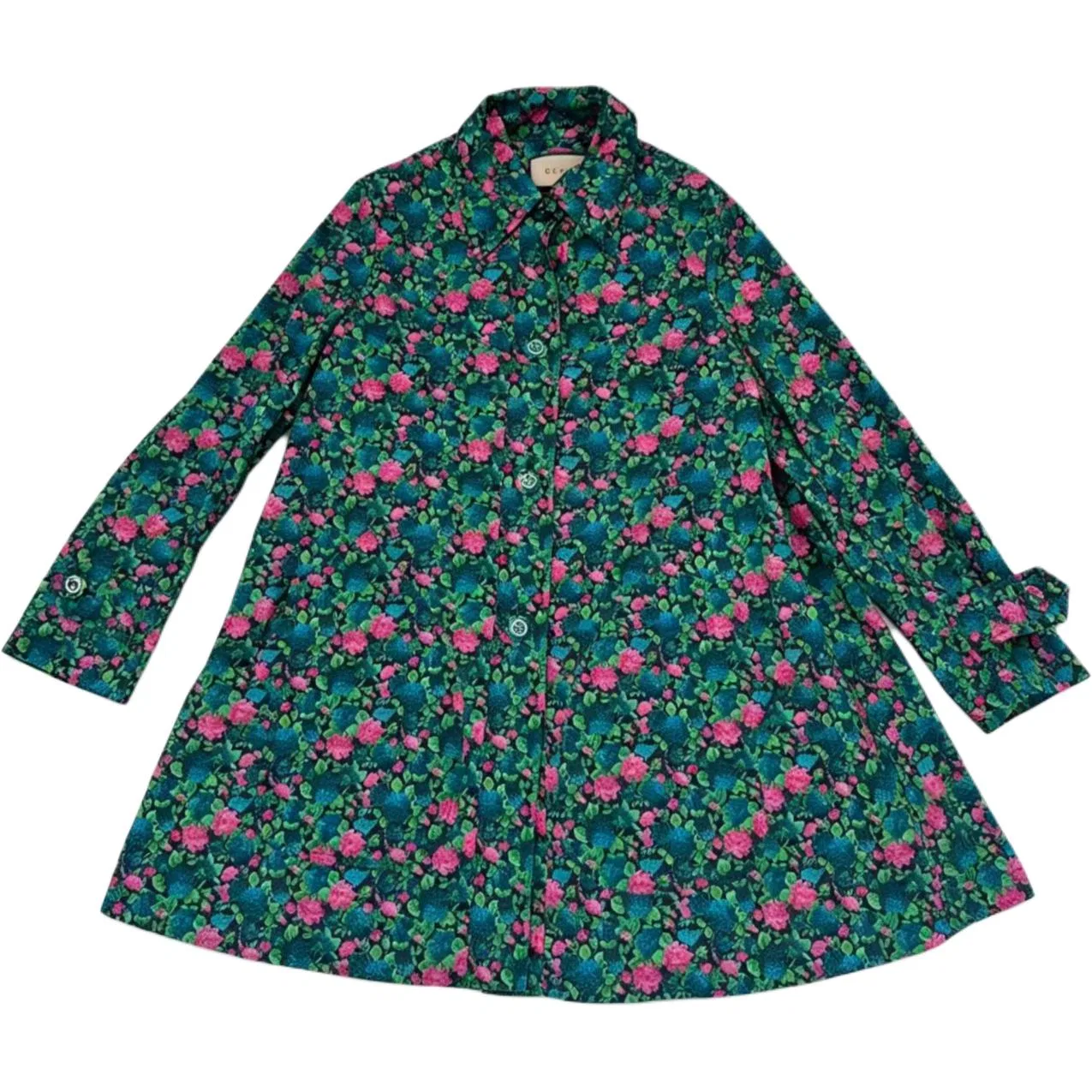 Пальто женское GUCCI с лацканами, с отрезанным ярлыком, зеленый