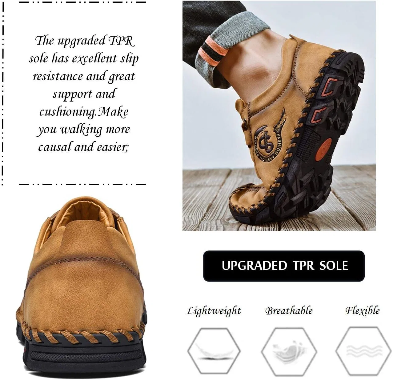 Лоферы мужские кожаные Moodeng Leather, коричневый — фото 3