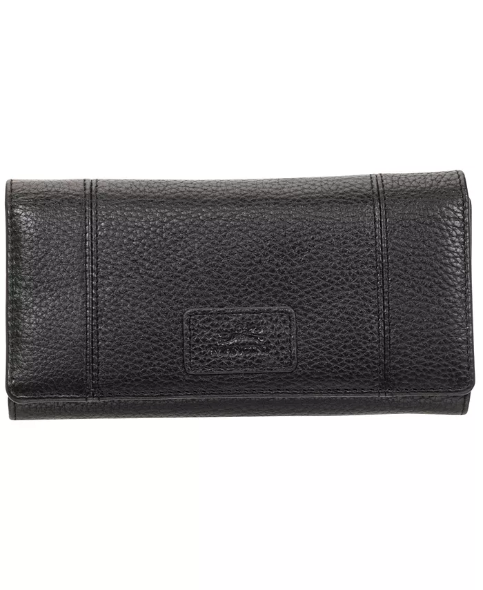 

Женский трехстворчатый кошелек с защитой RFID из коллекции Pebbled Collection Wing Wallet Mancini, черный