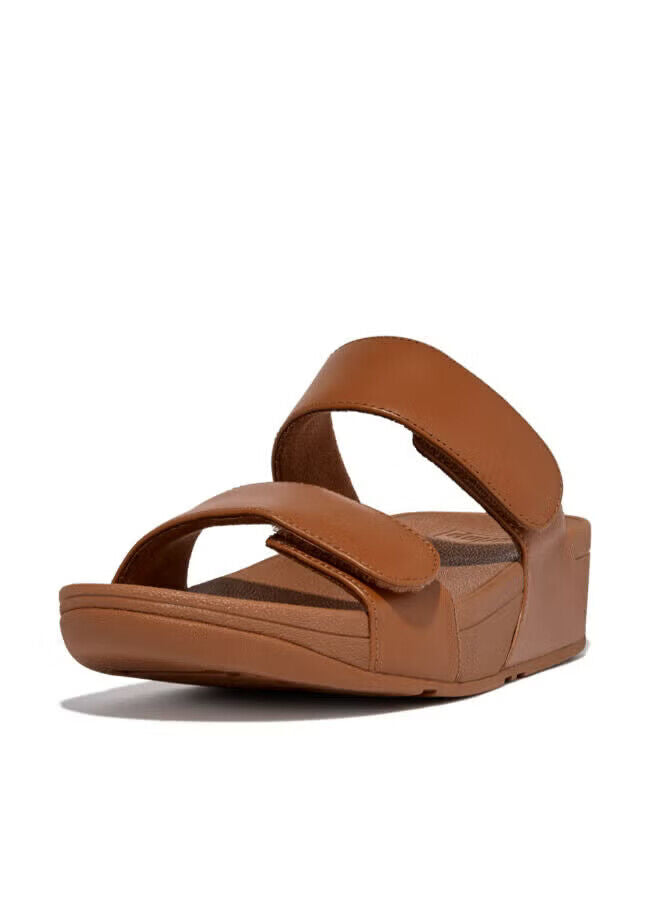 FitFlop Lulu FV6-592 Slides Sandals Women's Light Tan Leather Adjustable Slip On, коричневый — фото 2