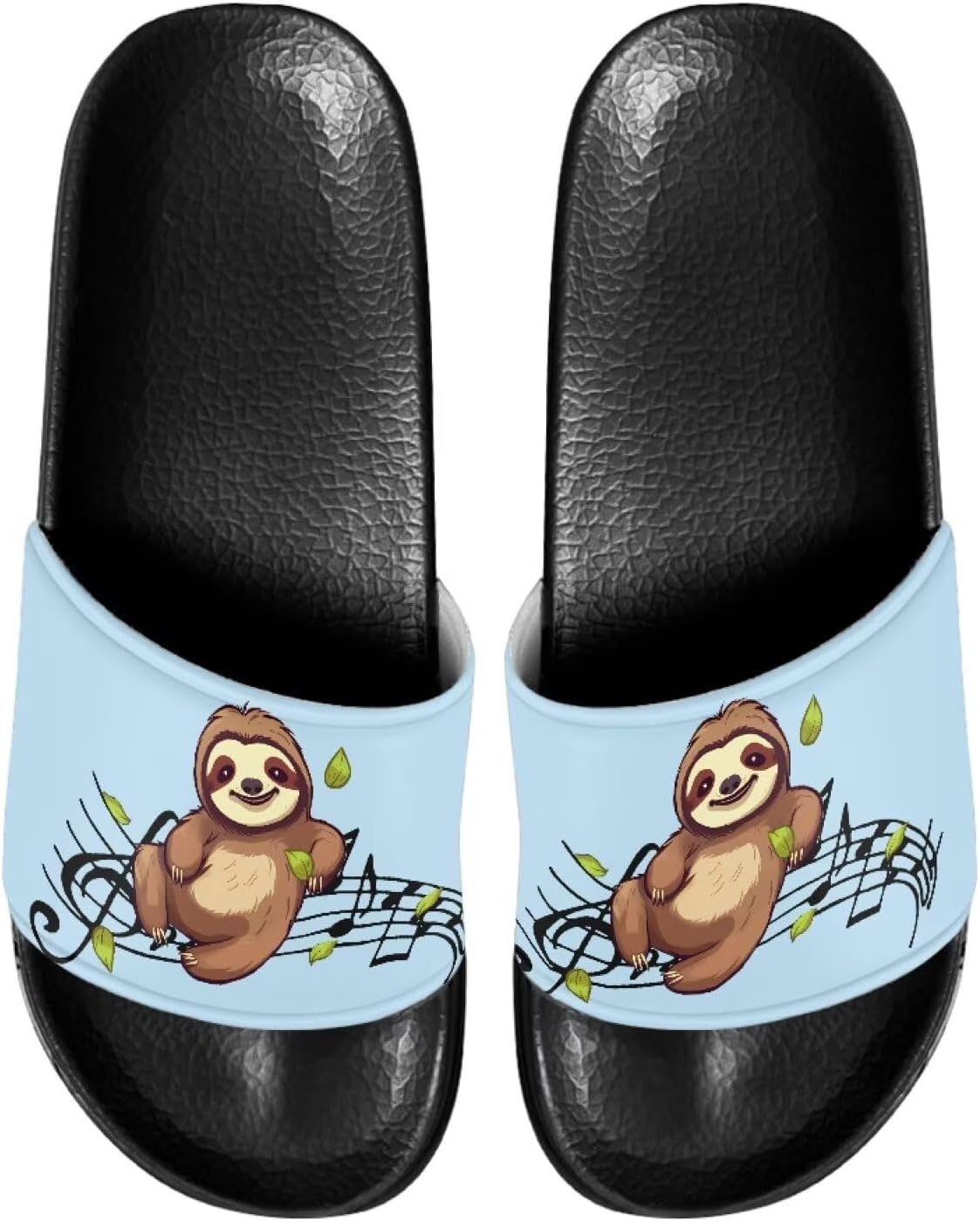 

Сандалии-шлепанцы для мужчин и женщин, с открытым носком, удобные пляжные шлепанцы на плоской подошве Judentidos, Cute Sloth Music Note