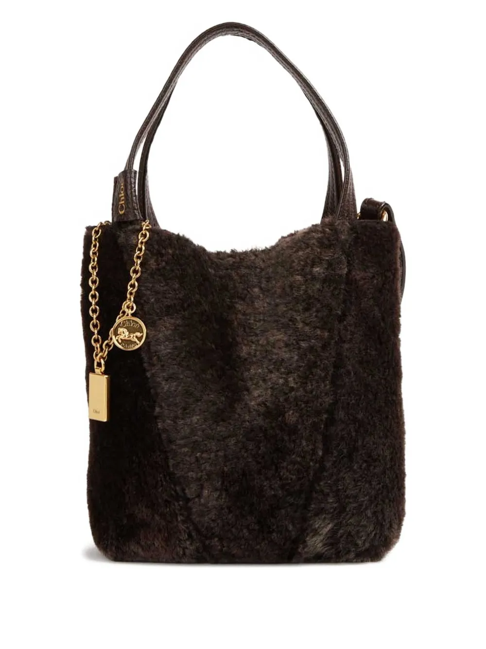 

Сумка-тоут Spin из овчины CHLOÉ, коричневый