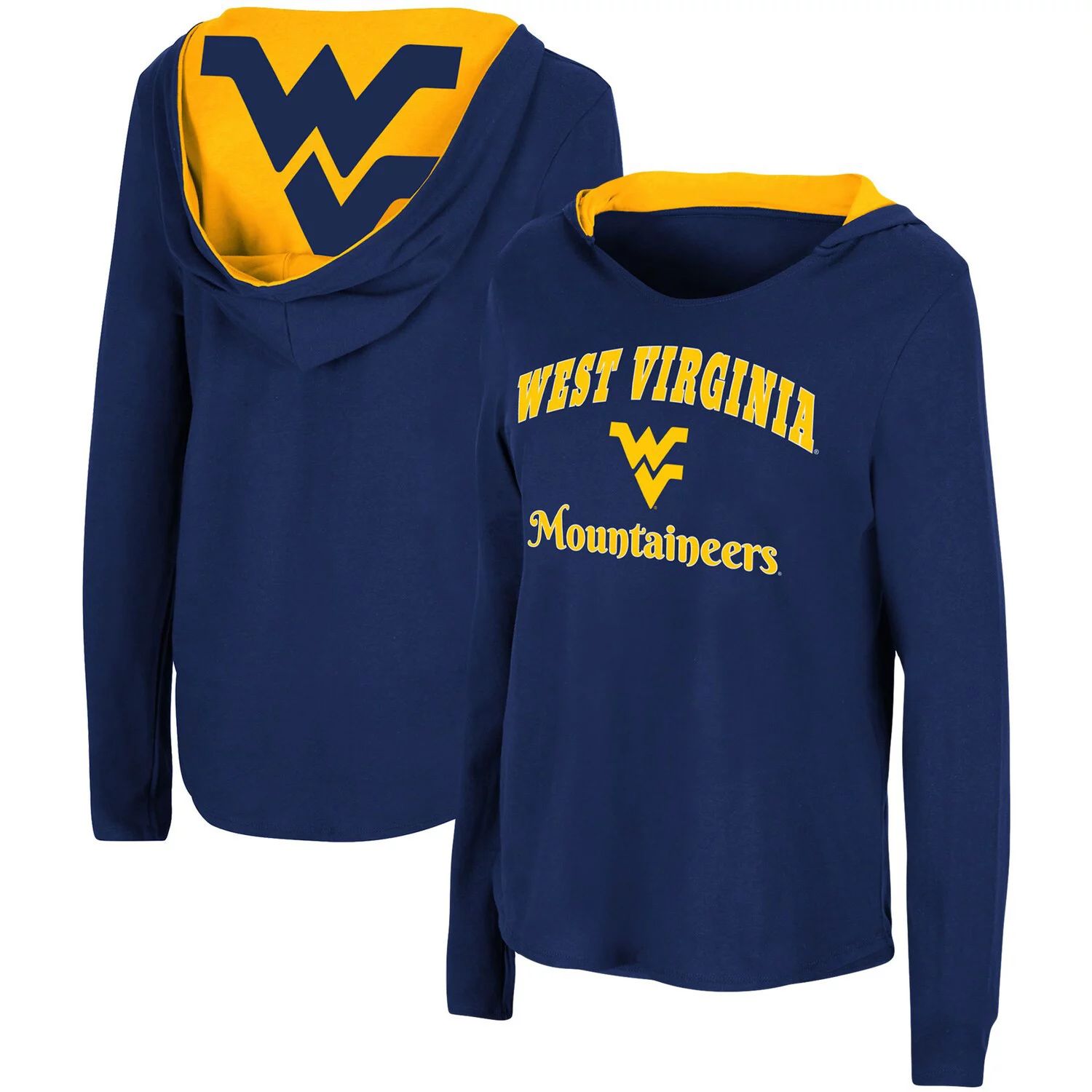 

Женская футболка Colosseum Navy West Virginia Mountaineers Catalina с капюшоном и футболкой с длинными рукавами Colosseum