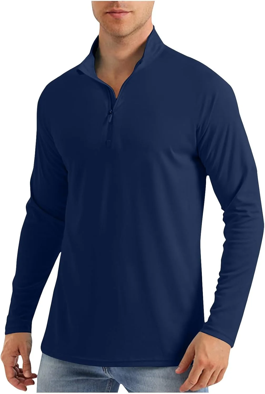 

Мужская футболка с длинным рукавом UPF 50+ и молнией на 1/4 для защиты от солнца