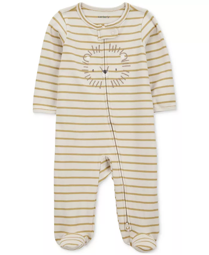 

Детские хлопковые пижамы-комбинезон для мальчиков Lion Striped Carter's, коричневый/бежевый
