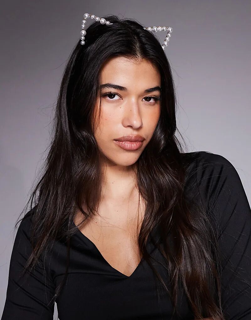

Повязка на голову ASOS DESIGN на Хэллоуин с кошачьими ушками и отделкой из искусственного жемчуга золотистого оттенка