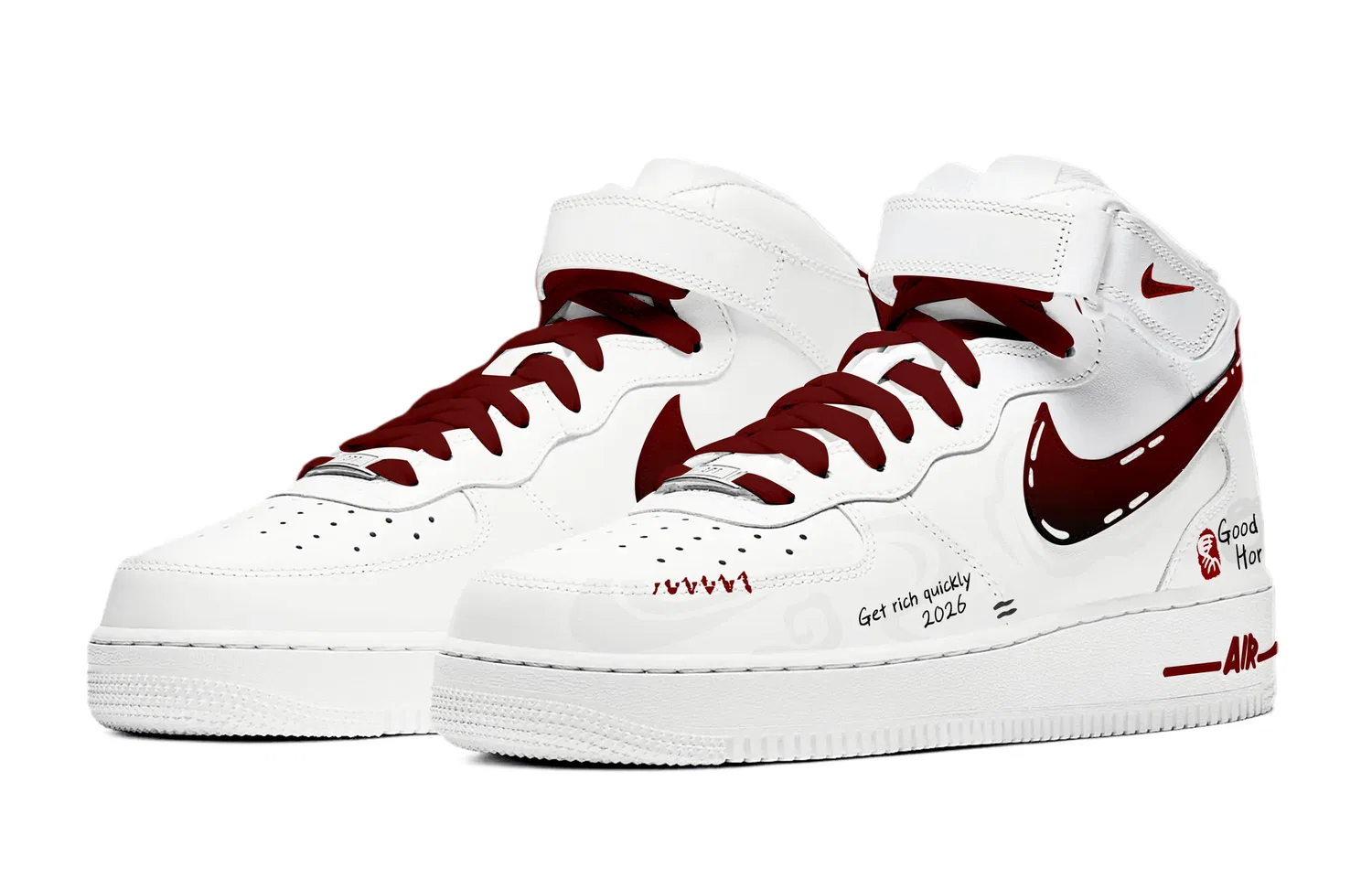 Кроссовки скейтбордические Nike Air Force 1 White Red Black — фото 4
