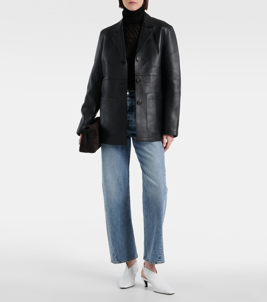 Туфли-лодочки Croco Slim из кожи с открытой пяткой Toteme, белый — фото 2