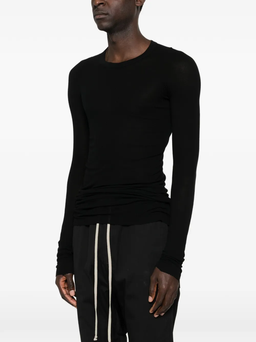 Длинноcлеевaя полосатая футболка Rick Owens, черный — фото 3