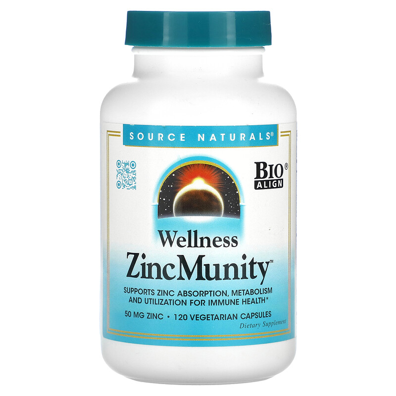

Source Naturals, Wellness ZincMunity, 120 вегетарианских капсул