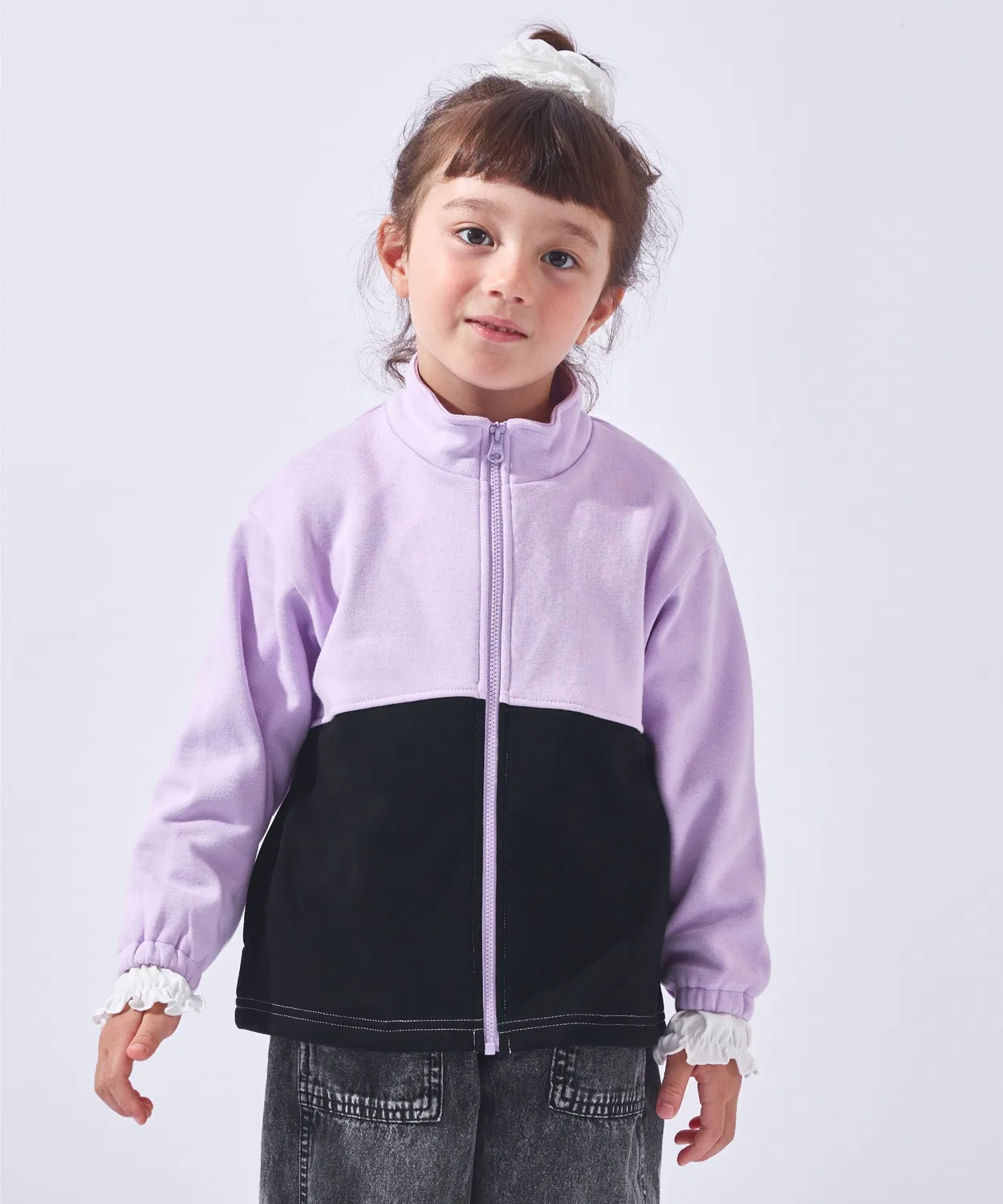 Детская куртка-блузон на флисе ever closet, без капюшона, лавандовый