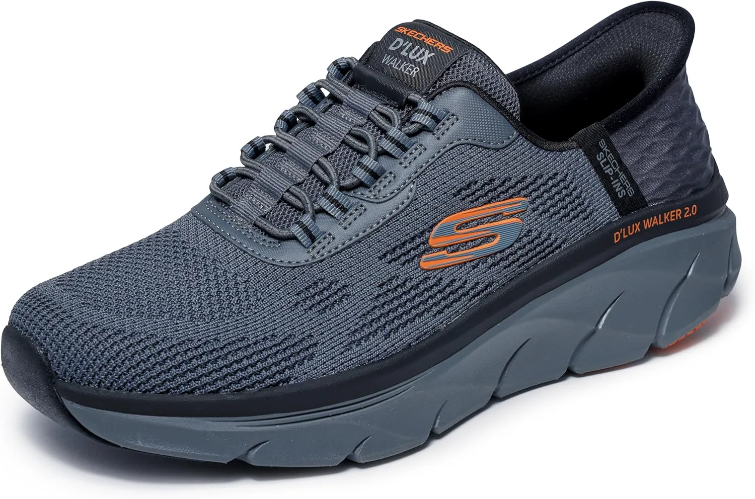 Мужские кроссовки Skechers D'Lux Walker Rezinate с легким надеванием без использования рук, оранжевый — фото 3