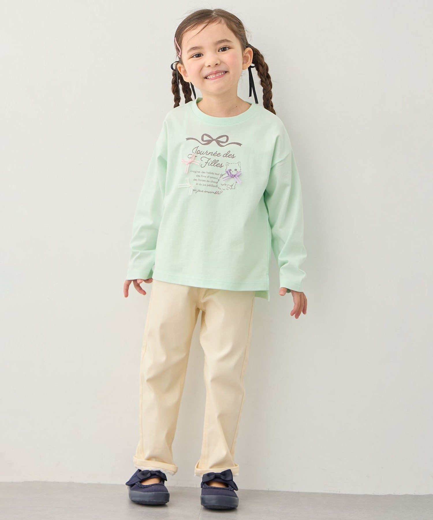 Эластичные штаны Tokimeki в виде кошек ANY KIDS, Ecru [002] — фото 3