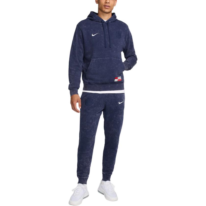 Толстовка с капюшоном французский флис Paris Saint Germain Club мужская футбольная Nike Midnight Marine Blue — фото 4