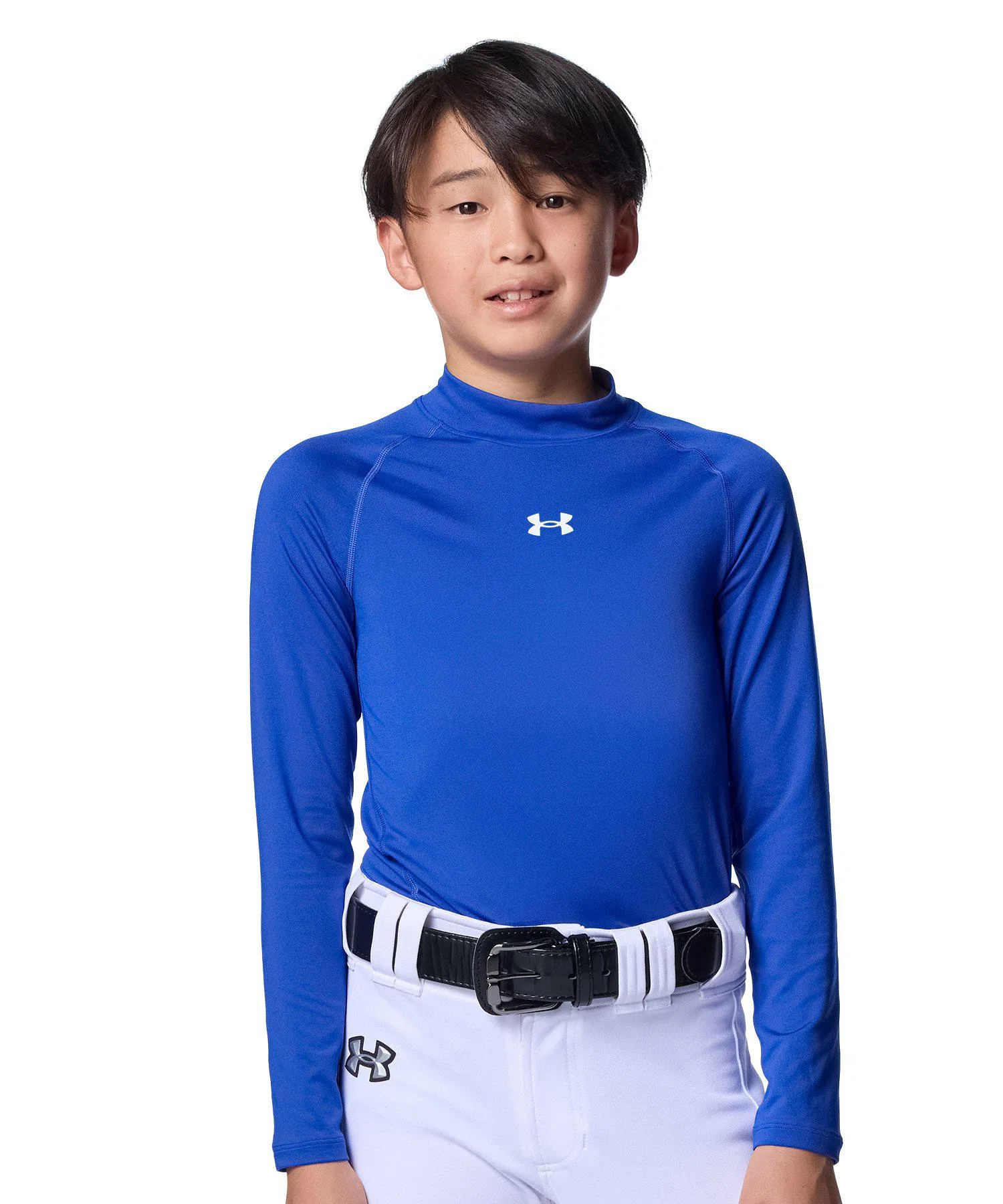 Детская футболка с длинным рукавом Under Armour HeatGear с высоким воротом для бейсбола синяя