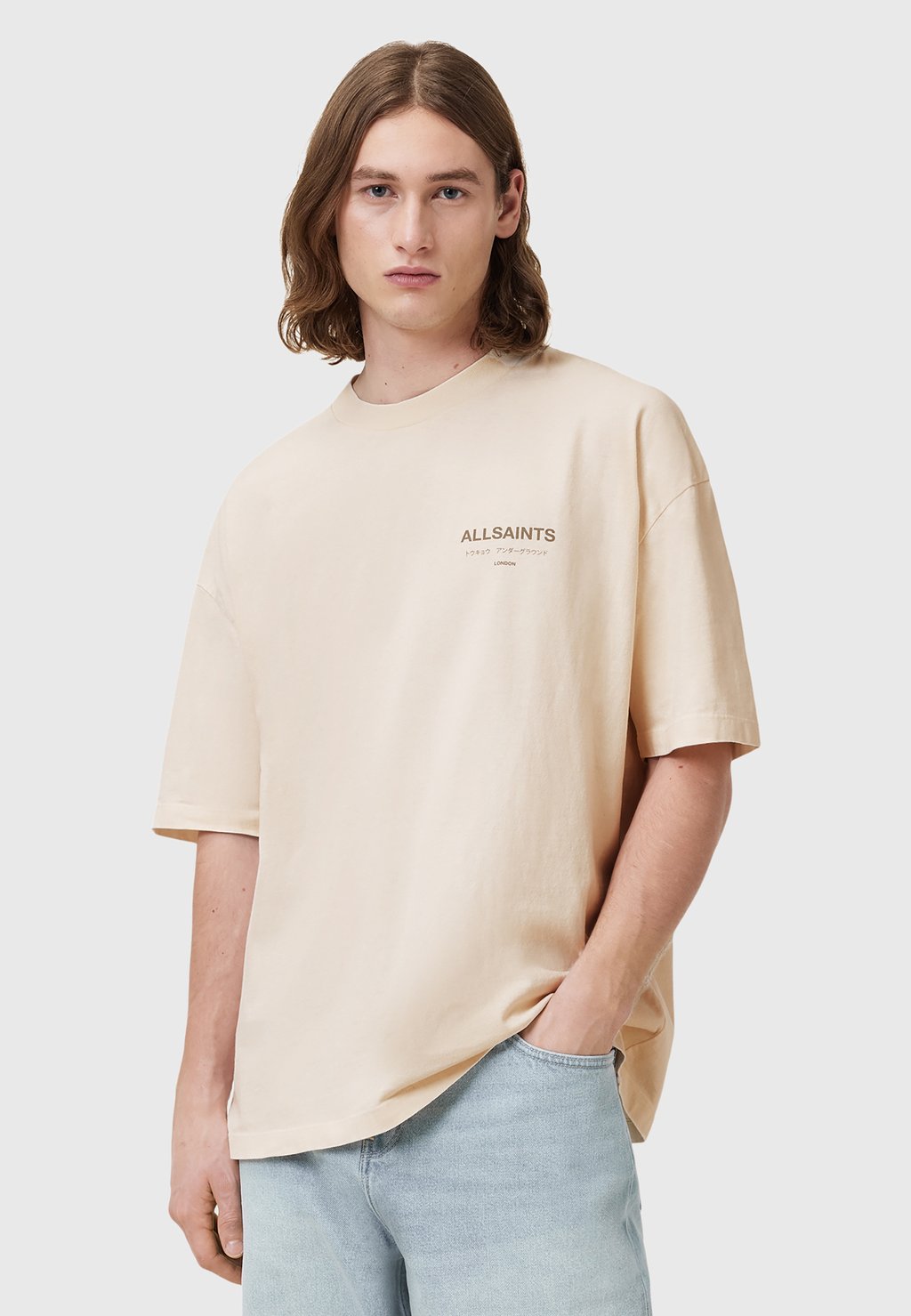 

Футболка с принтом UNDERGROUND CREW AllSaints, кремовый