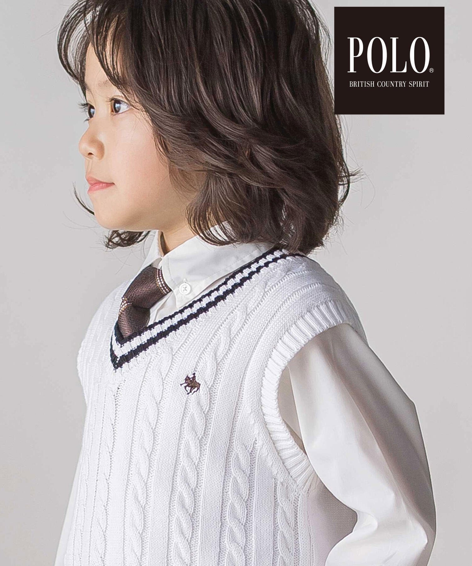 Вязаный жилет-кардиган POLO BCS*SLAP SLIP Collaboration (90-130 см), Off white — фото 2