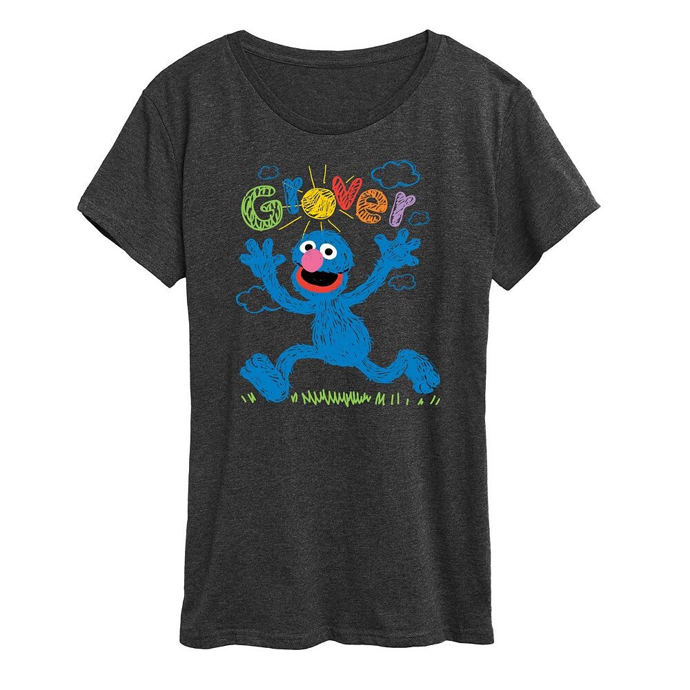 

Женская футболка с рисунком «Улица Сезам» Grover Licensed Character, цвет Heather Charcoal