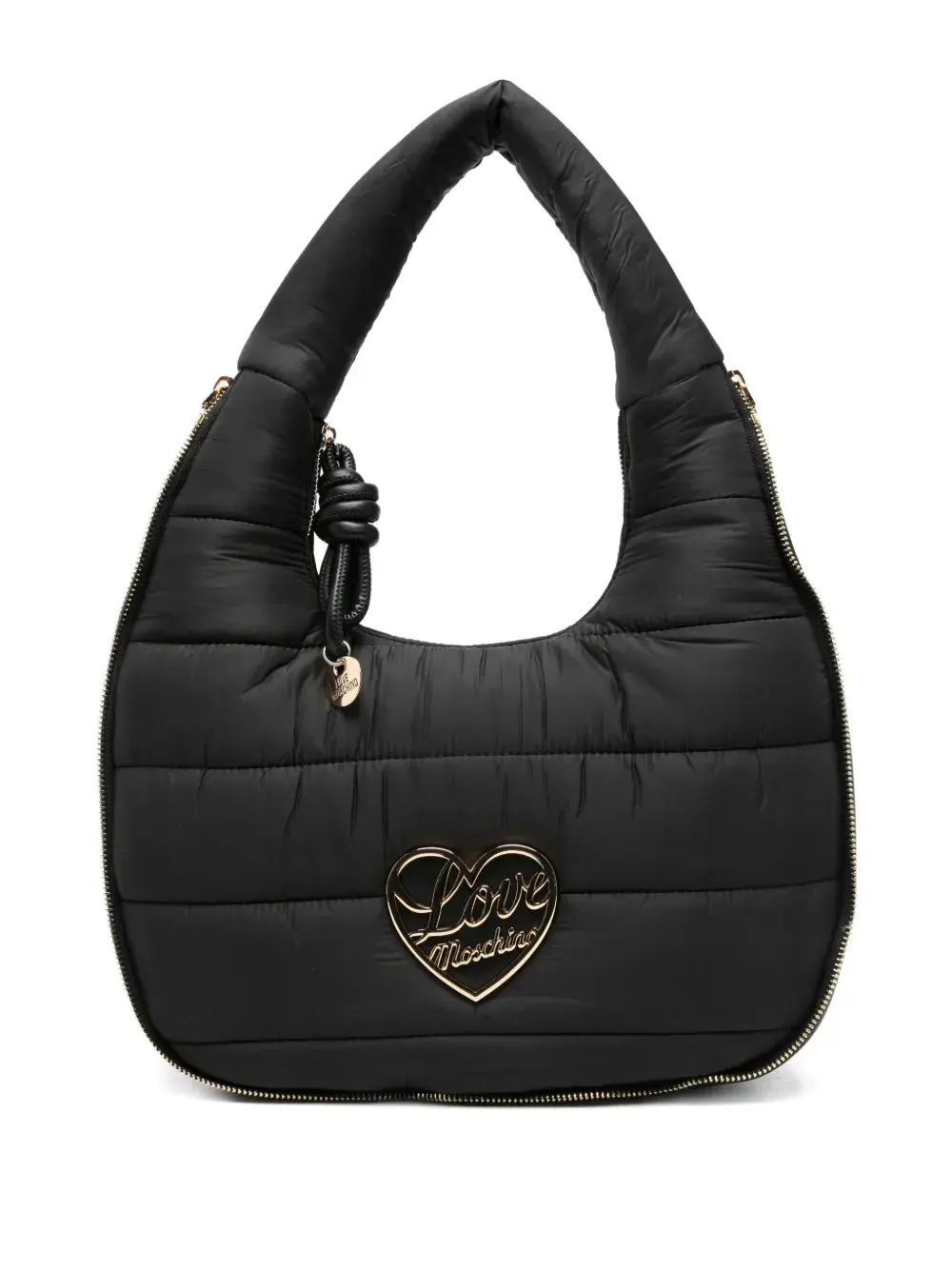 

Стеганая сумка-тоут с сердцевидной пластиной Love Moschino, черный