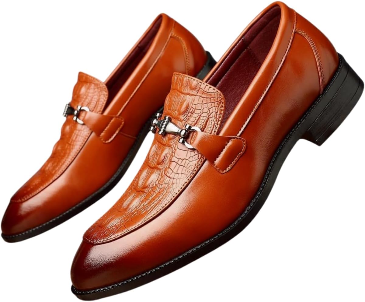 

Мужские кожаные лоферы Santimon с узором под крокодила и цепочкой, роскошные туфли без шнурков для официальных мероприятий, свадеб и бизнеса, коричневый